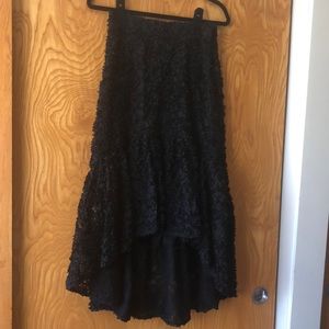 High-low black floral skirt